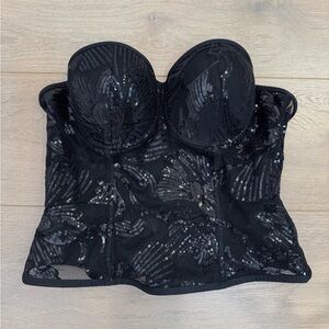 Fun Y2K Black Sequin mesh Bustier